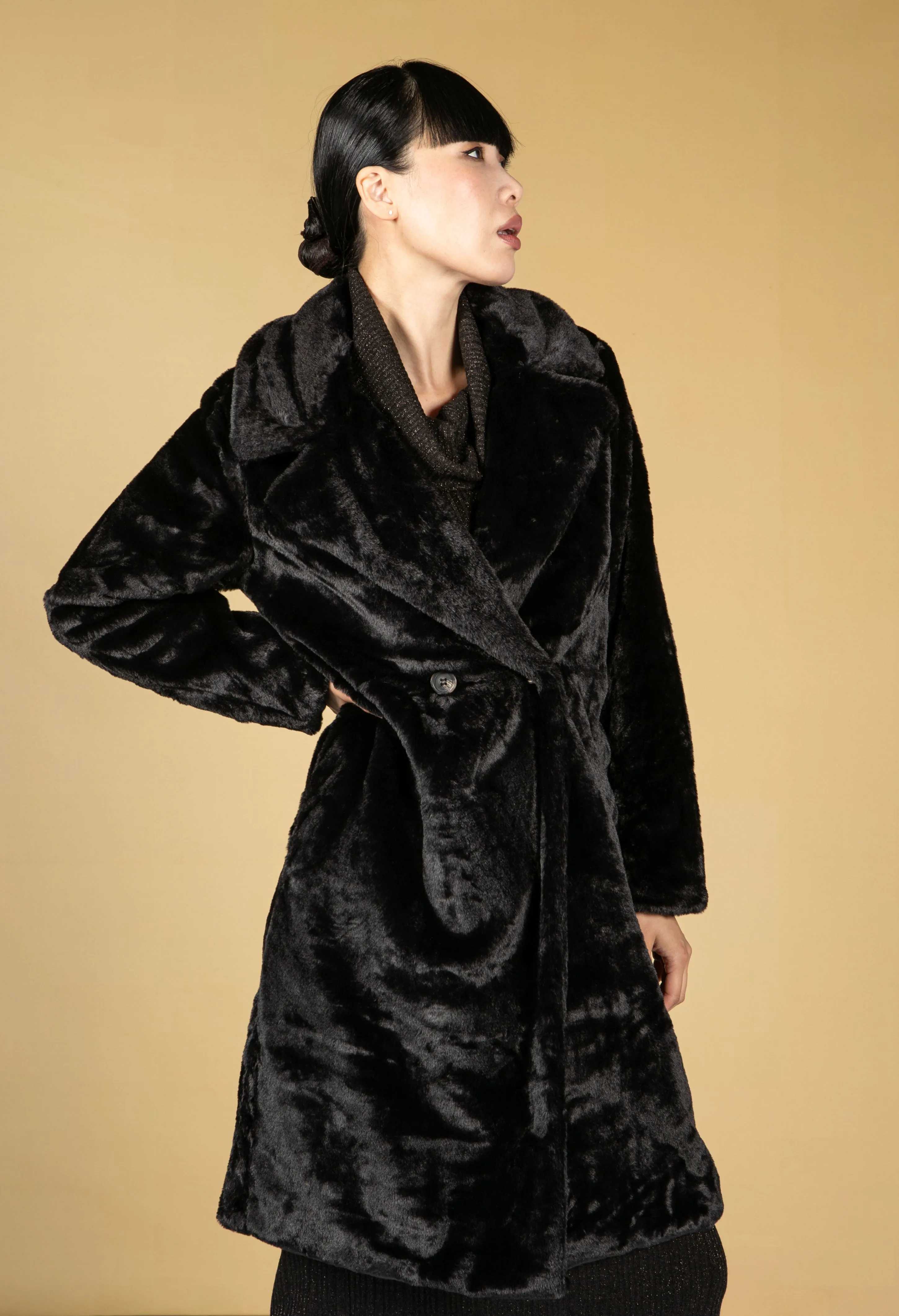 Black Faux Fur Coat