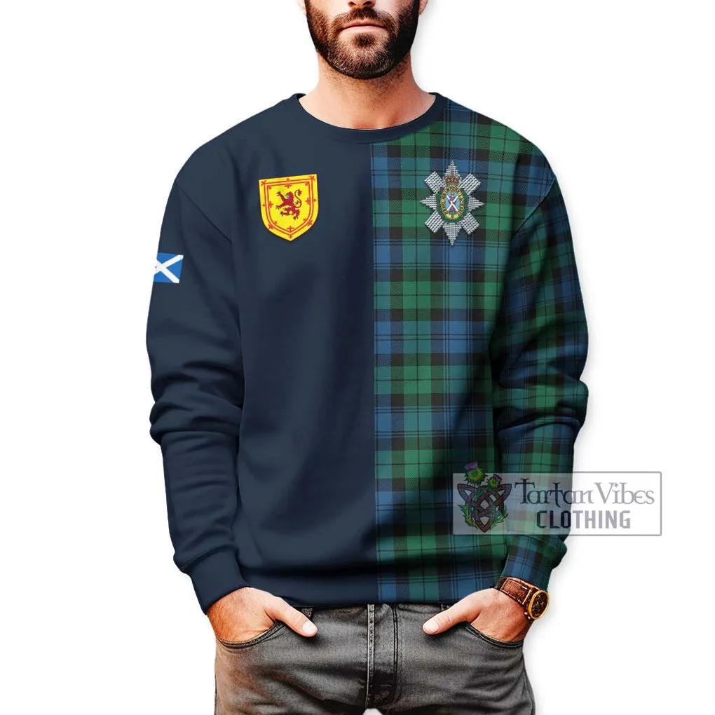 Black Watch Ancient Tartan Sweatshirt Alba with Scottish Lion Royal Arm Half Style