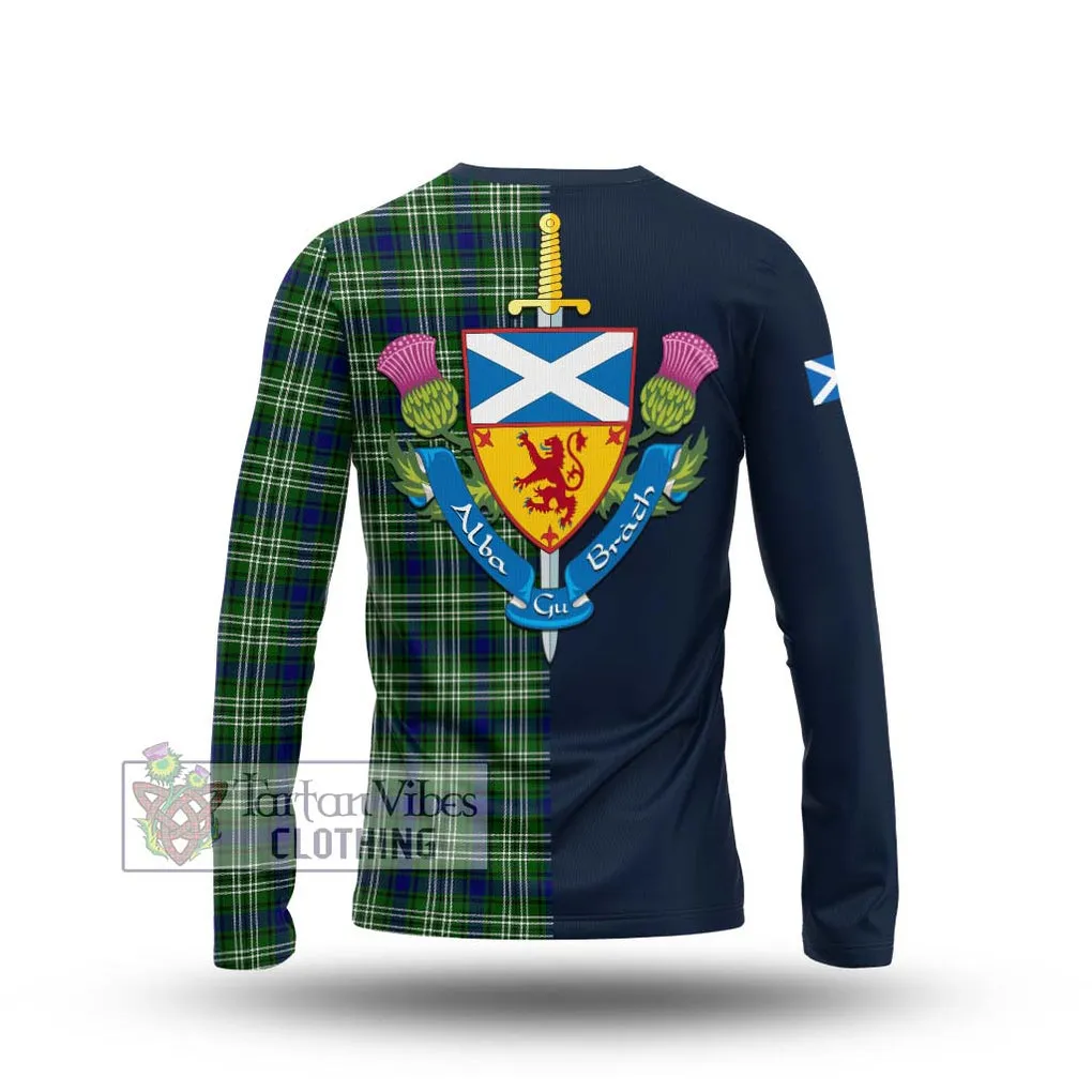 Blackadder Tartan Long Sleeve T-Shirt Alba with Scottish Lion Royal Arm Half Style