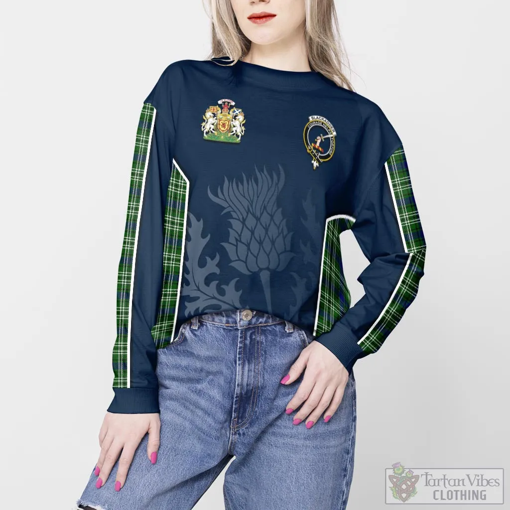 Blackadder Tartan Sweatshirt with Family Crest and Scottish Thistle Vibes Sport Style