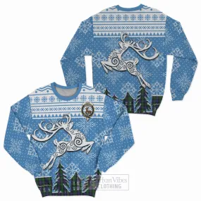 Blair Clan Christmas Sweatshirt Celtic Reindeer Style