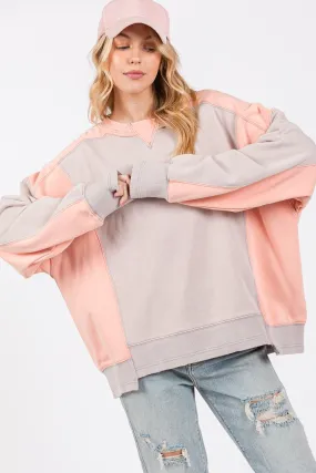 Bohemian Color Block Round Neck Sweatshirt