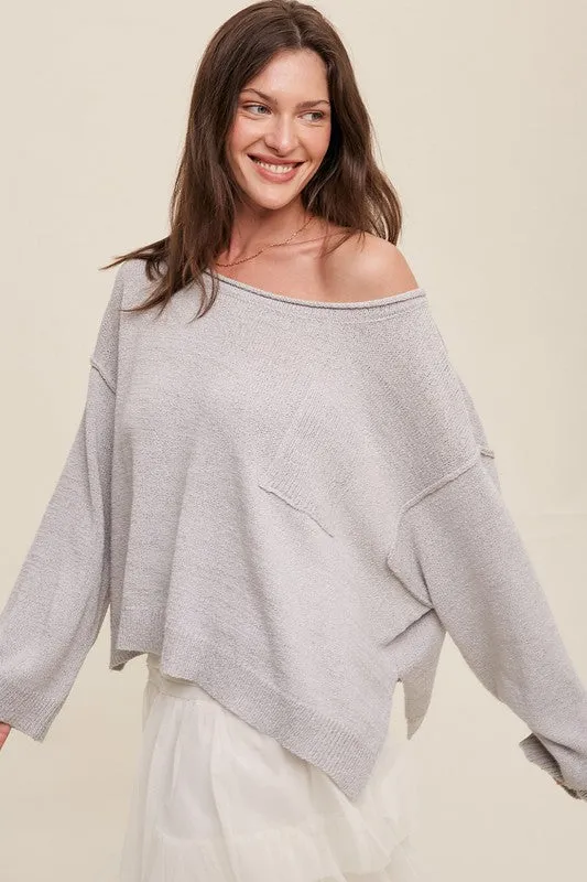 Bohemian Light Weight Wide Neck Crop Pullover Knit Sweater