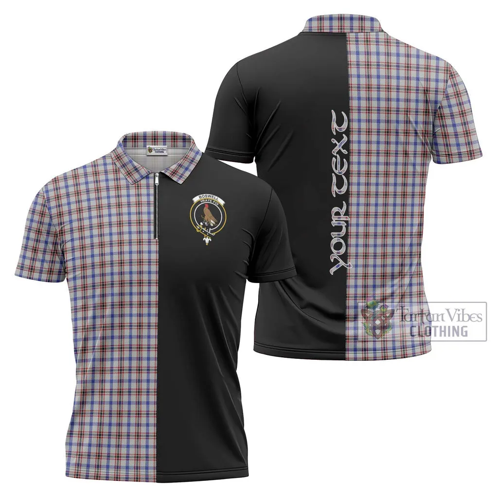 Boswell Tartan Zipper Polo Shirt with Family Crest and Half Of Me Style