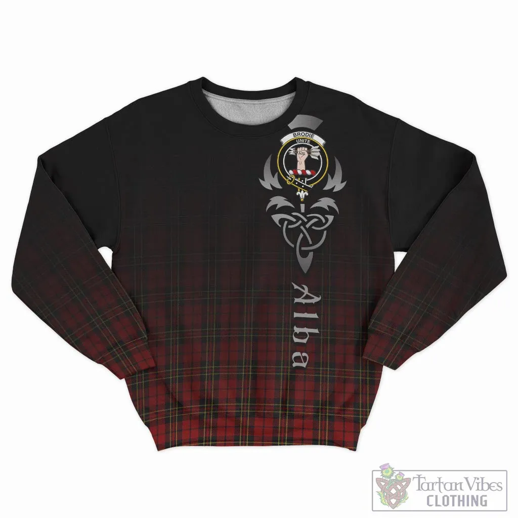 Brodie Tartan Sweatshirt Featuring Alba Gu Brath Family Crest Celtic Inspired