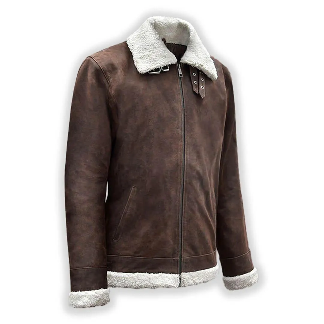 Brown Aviator Shearling Bomber Leather Jacket