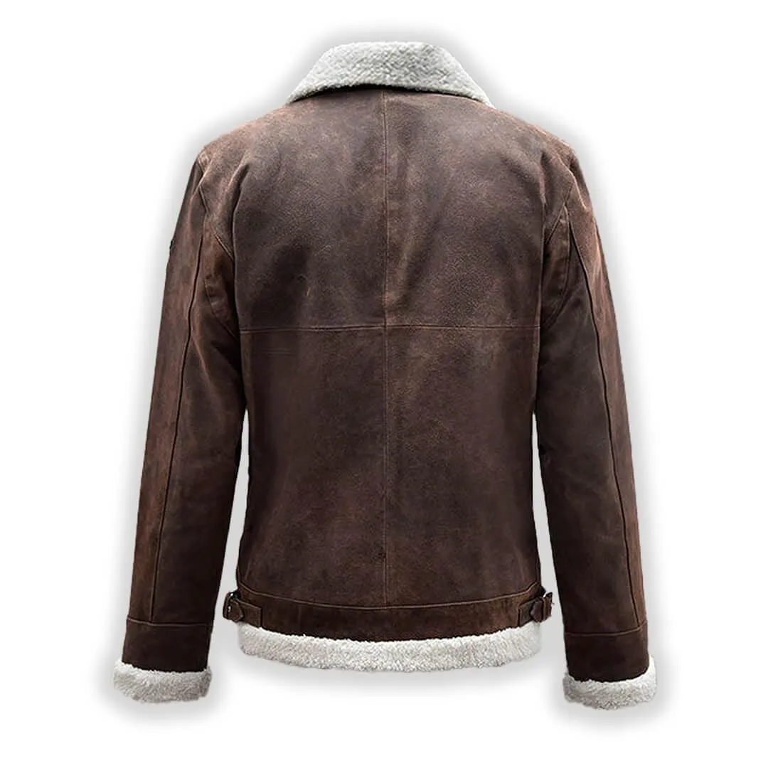 Brown Aviator Shearling Bomber Leather Jacket