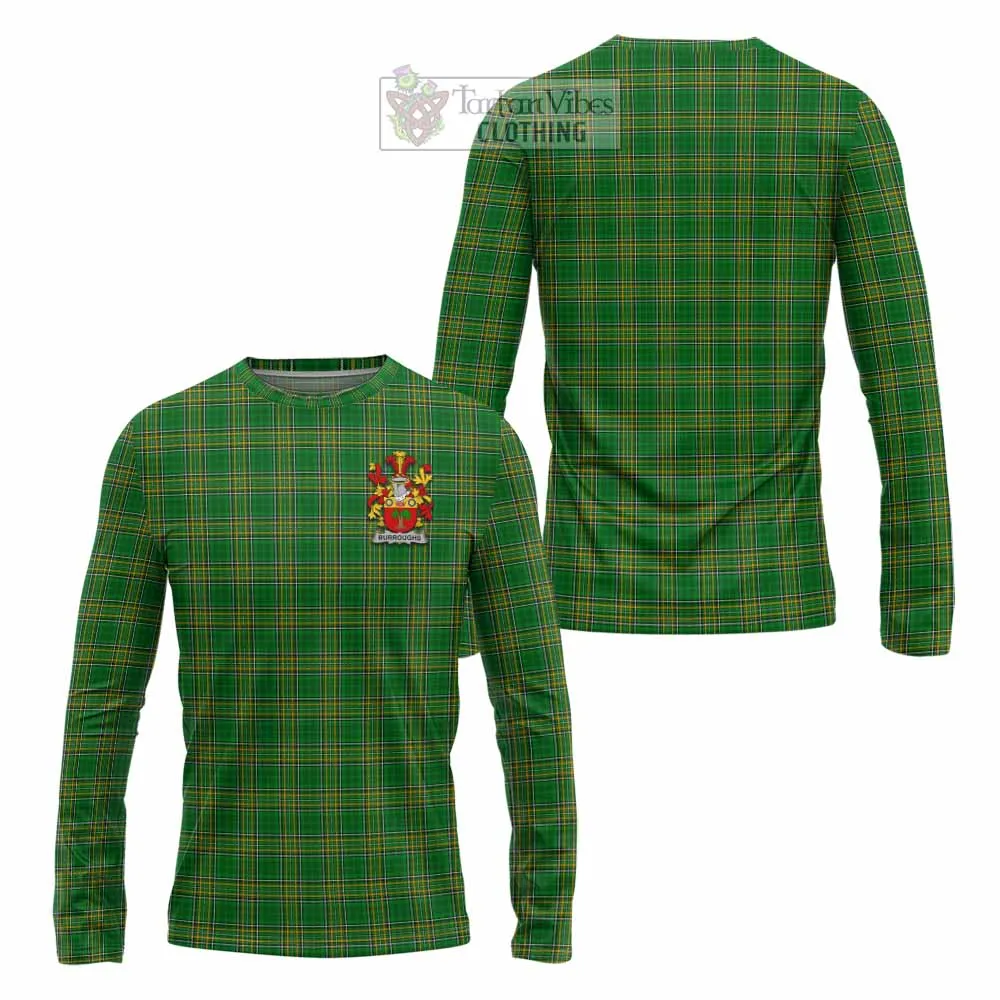 Burroughs Irish Clan Tartan Long Sleeve T-Shirt with Coat of Arms