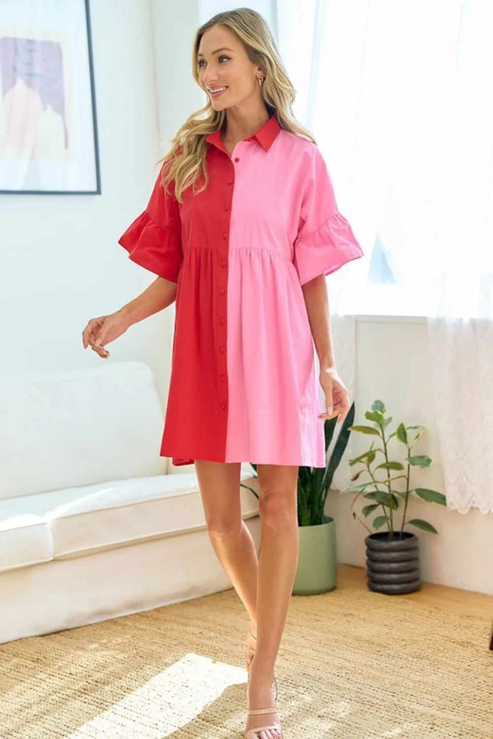 Button Down Babydoll Dress