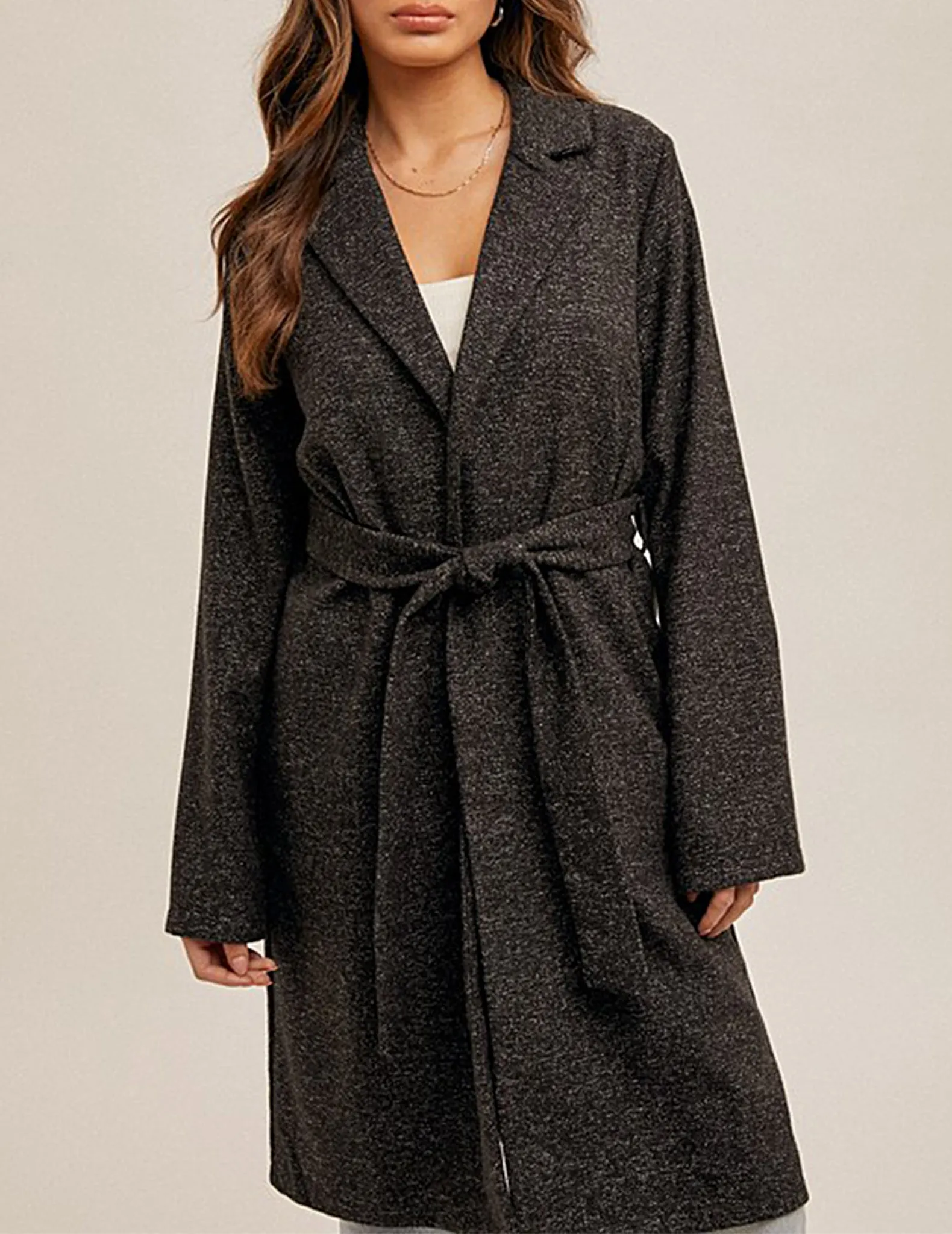 Caitlin Longline Speckled Tweed Trench Coat