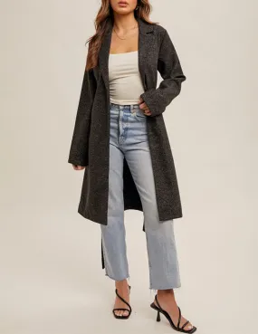 Caitlin Longline Speckled Tweed Trench Coat