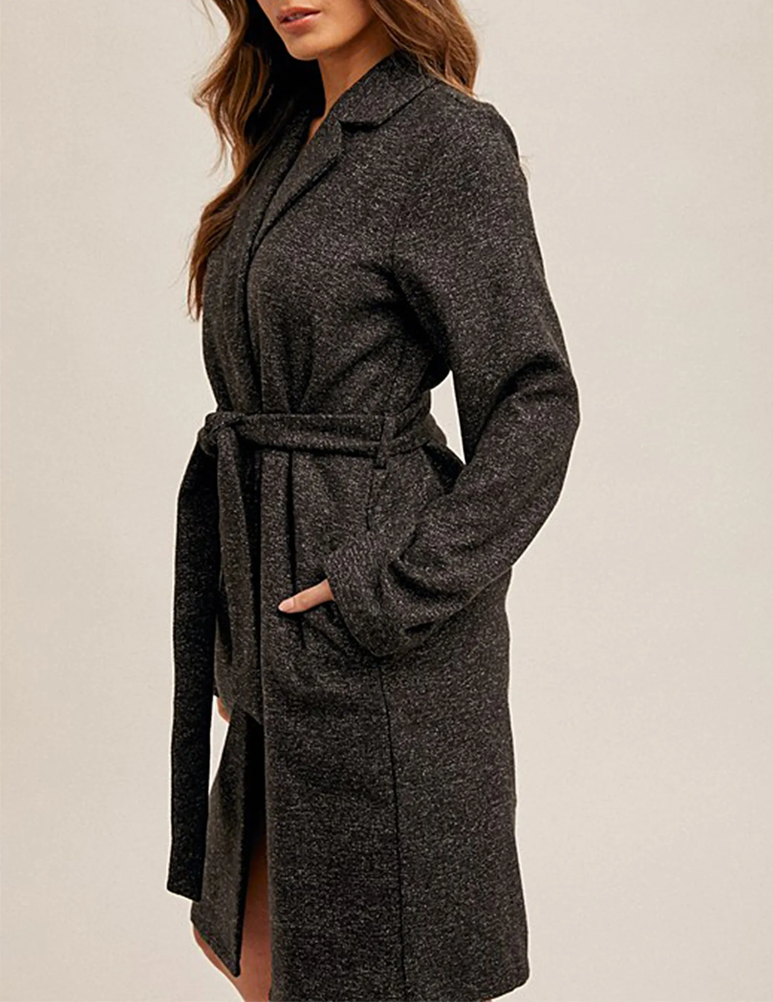 Caitlin Longline Speckled Tweed Trench Coat