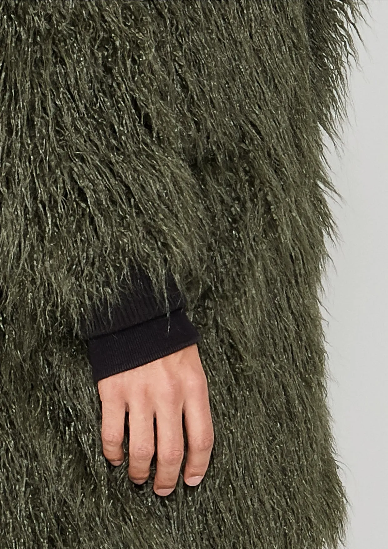 COAT FUR LINING - FAUX FUR SHAGGY dark green