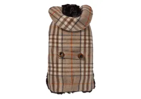 Couture Cashmere Coat w/ Faux Fur Lining - Beige Plaid