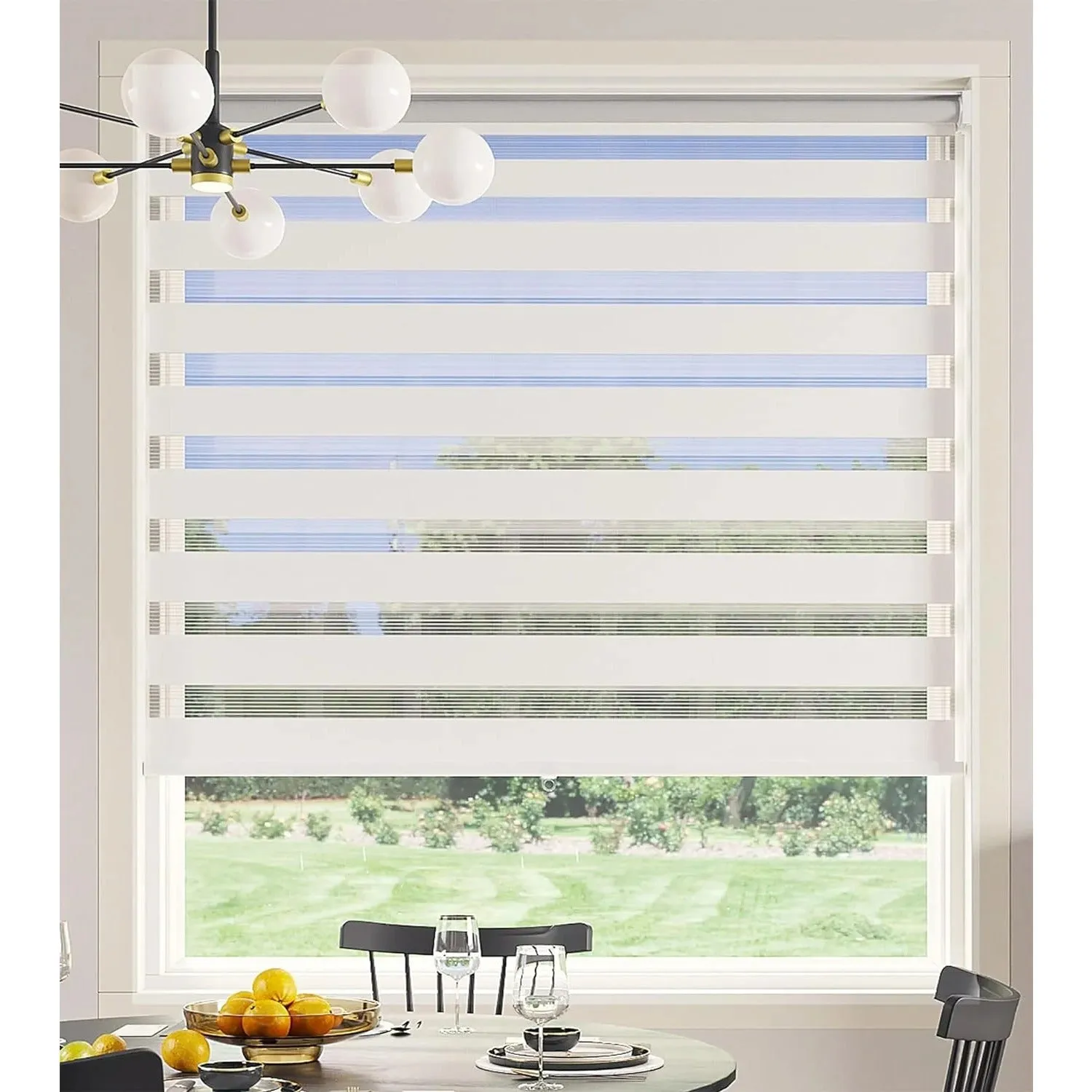 CozyHom Cordless Zebra Blinds for Windows, Living Room Roller Shades Blinds for Windows, Dual Layer Sheer or Privacy Light Control, Day and Night Window Shades for Home, Office