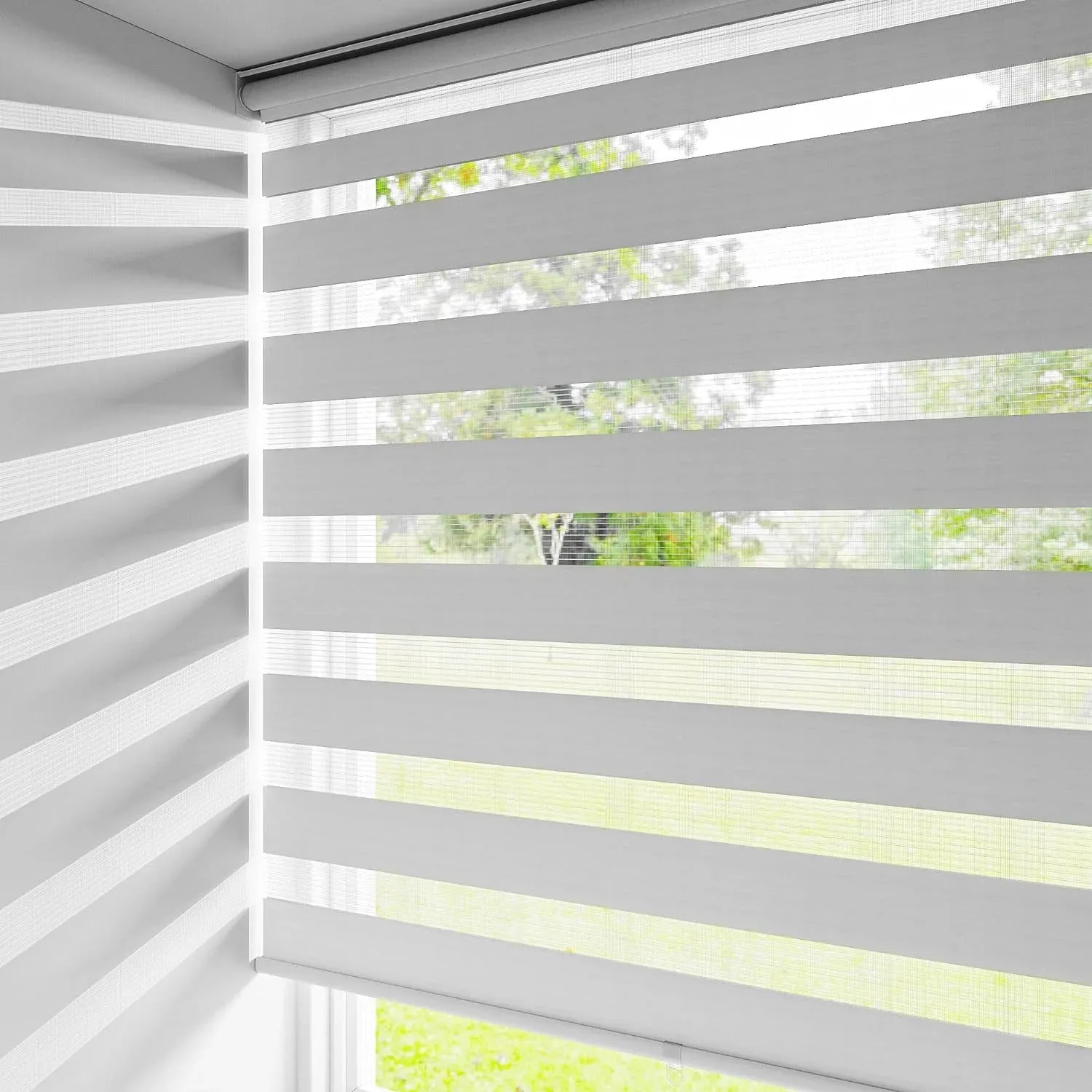 CozyHom Cordless Zebra Blinds for Windows, Living Room Roller Shades Blinds for Windows, Dual Layer Sheer or Privacy Light Control, Day and Night Window Shades for Home, Office