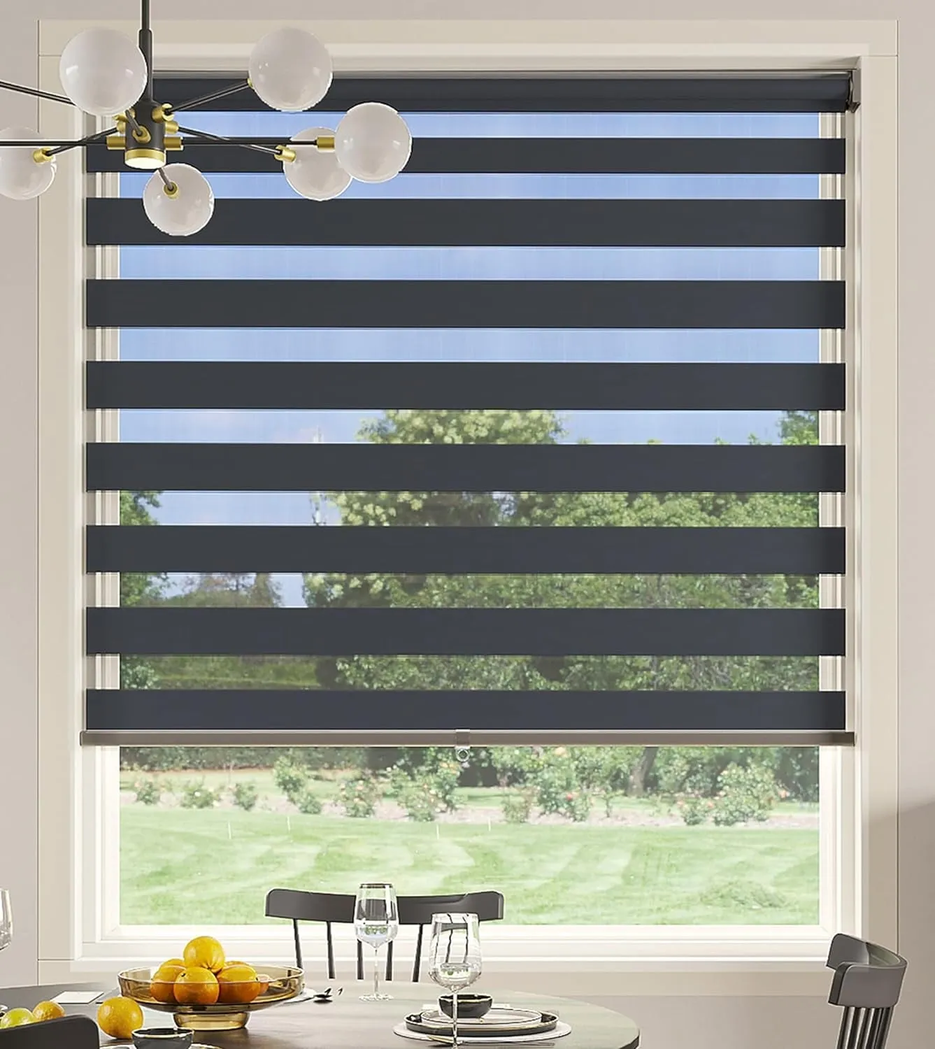 CozyHom Cordless Zebra Blinds for Windows, Living Room Roller Shades Blinds for Windows, Dual Layer Sheer or Privacy Light Control, Day and Night Window Shades for Home, Office