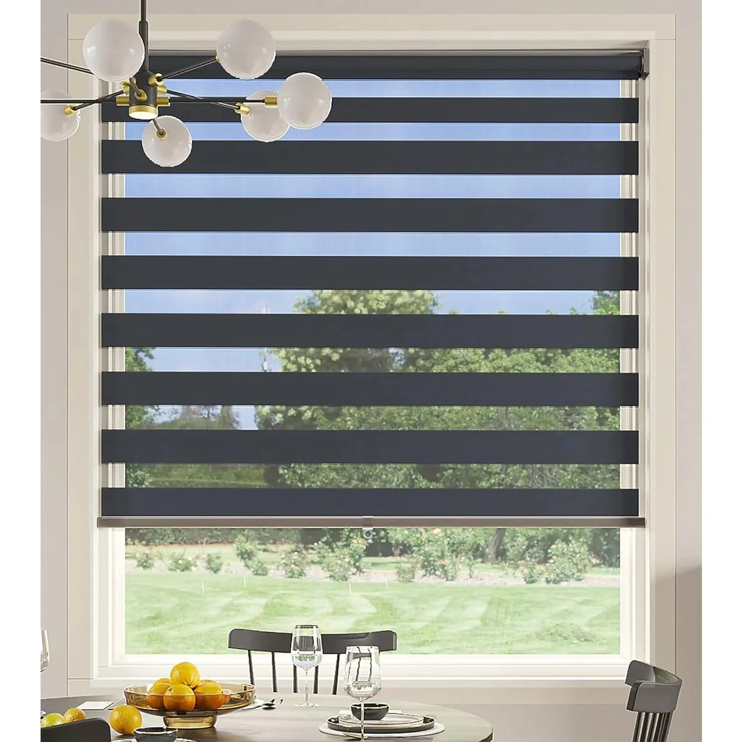 CozyHom Cordless Zebra Blinds for Windows, Living Room Roller Shades Blinds for Windows, Dual Layer Sheer or Privacy Light Control, Day and Night Window Shades for Home, Office