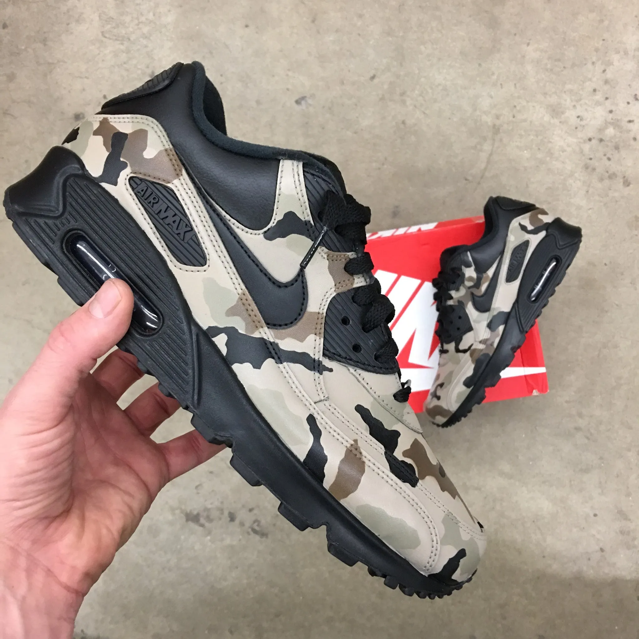 Custom Painted Desert Camo Nike Air Max 90 Sneakers