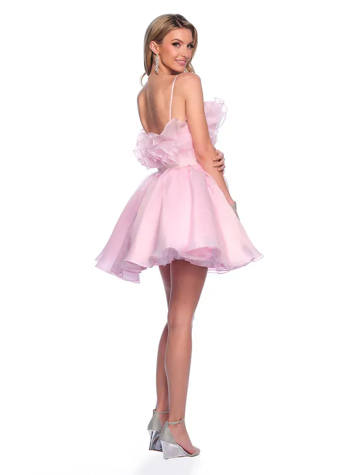 Dave & Johnny 11730 Ruffle Homecoming Dress Cocktail Flare Babydoll Ribbon Gown