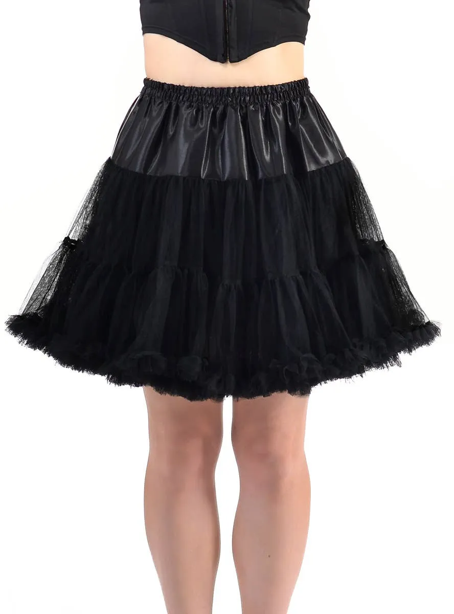 Deluxe Fluffy Black Thigh Length Womens Petticoat