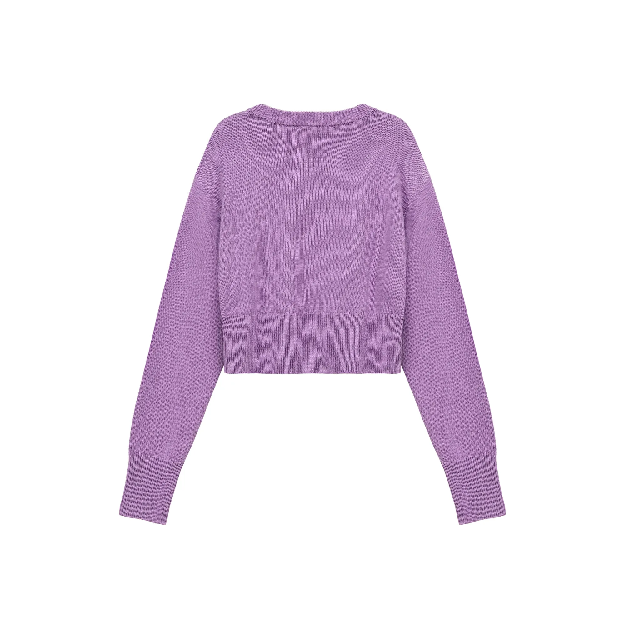 Distressed Logo Solid Crop Knit Sweater