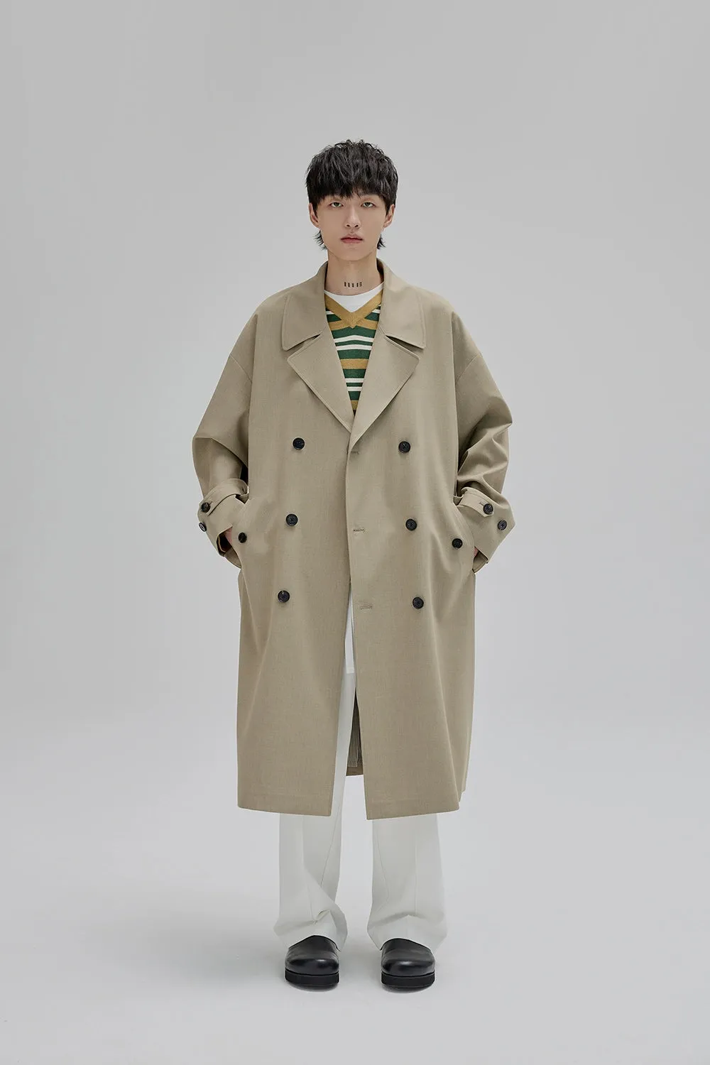 Double-breasted Straight-cut Long Trench Coat