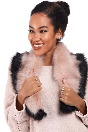 Duo Colour Fluffy Faux Fur Collar Scarf