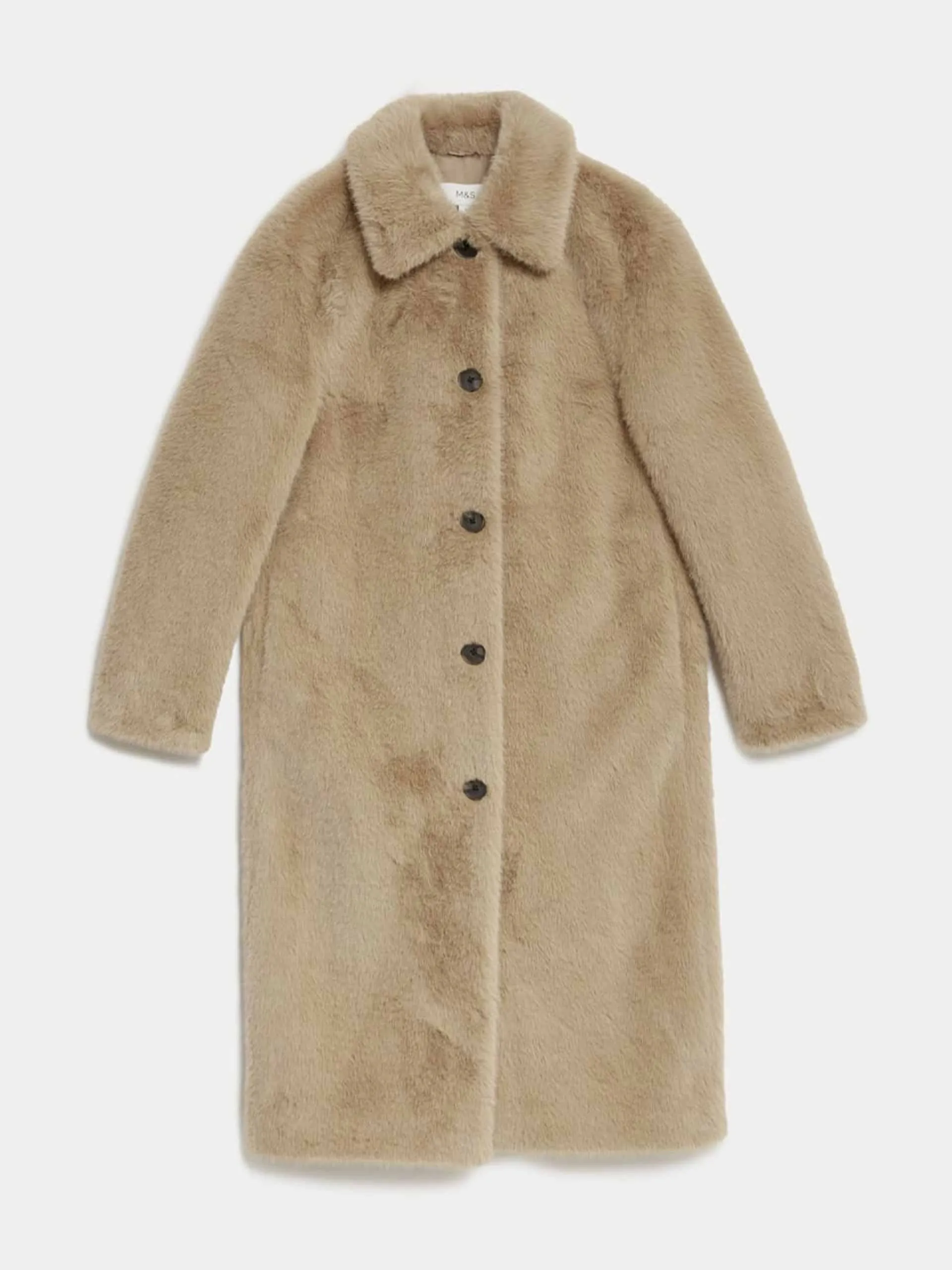 Faux fur collared longline coat