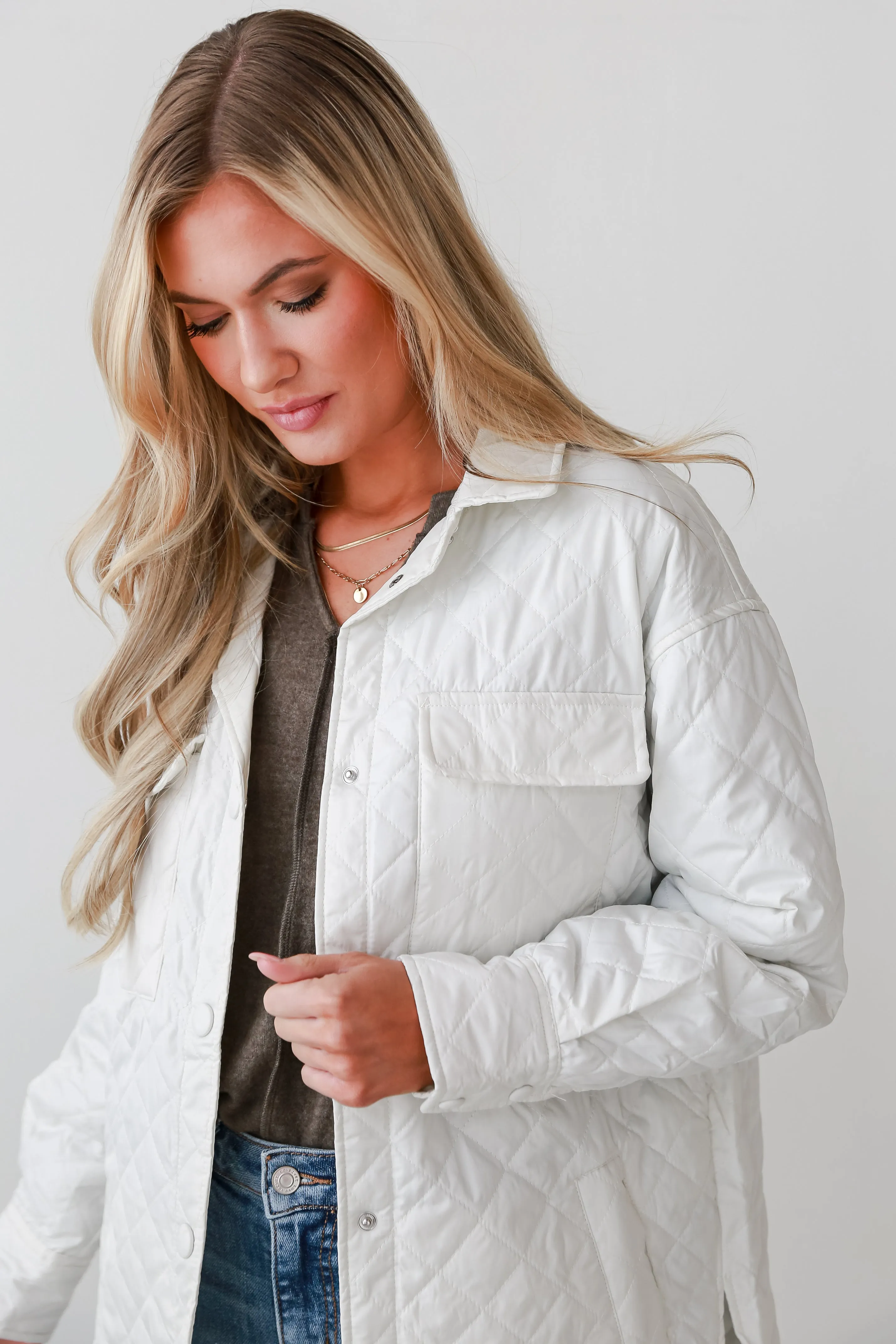 FINAL SALE - Seasonal Poise White Quilted Puffer Jacket