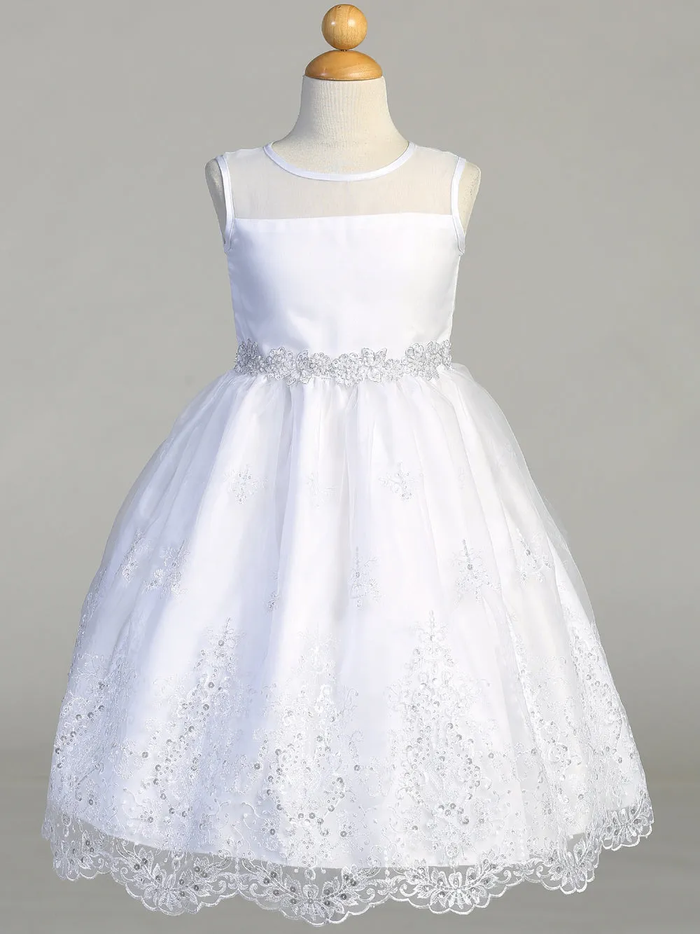 First Communion Dress Embroidered Organza with Sequins LNKSP180