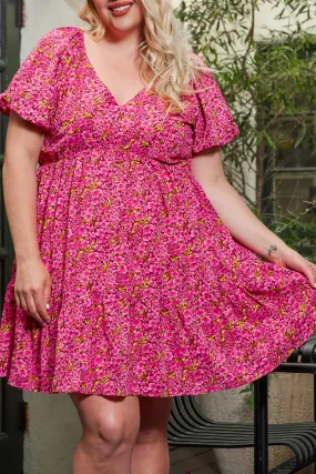 Floral V-Neck Babydoll Dress Plus Size