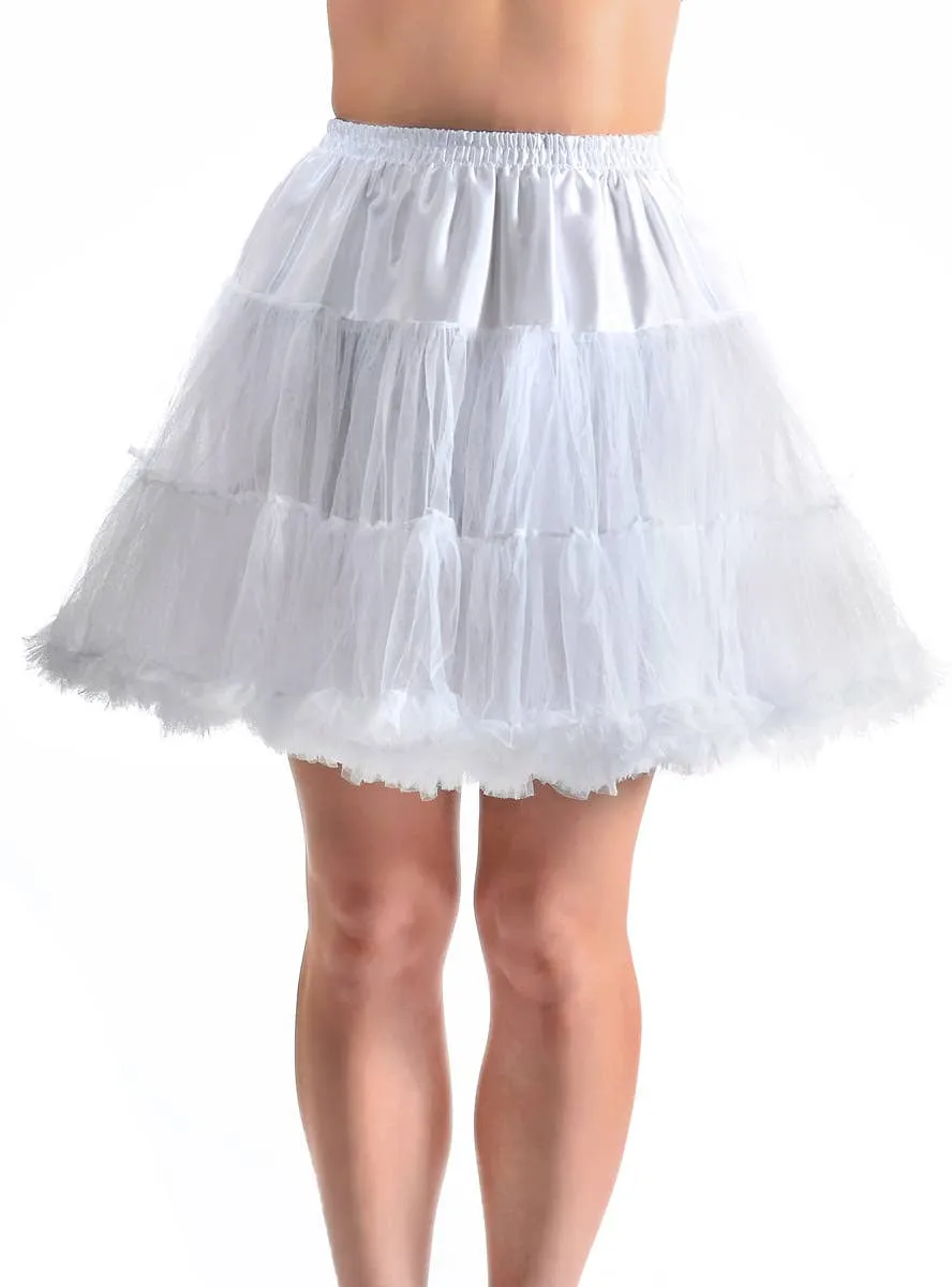 Fluffy White Thigh Length Womens Plus Size Petticoat