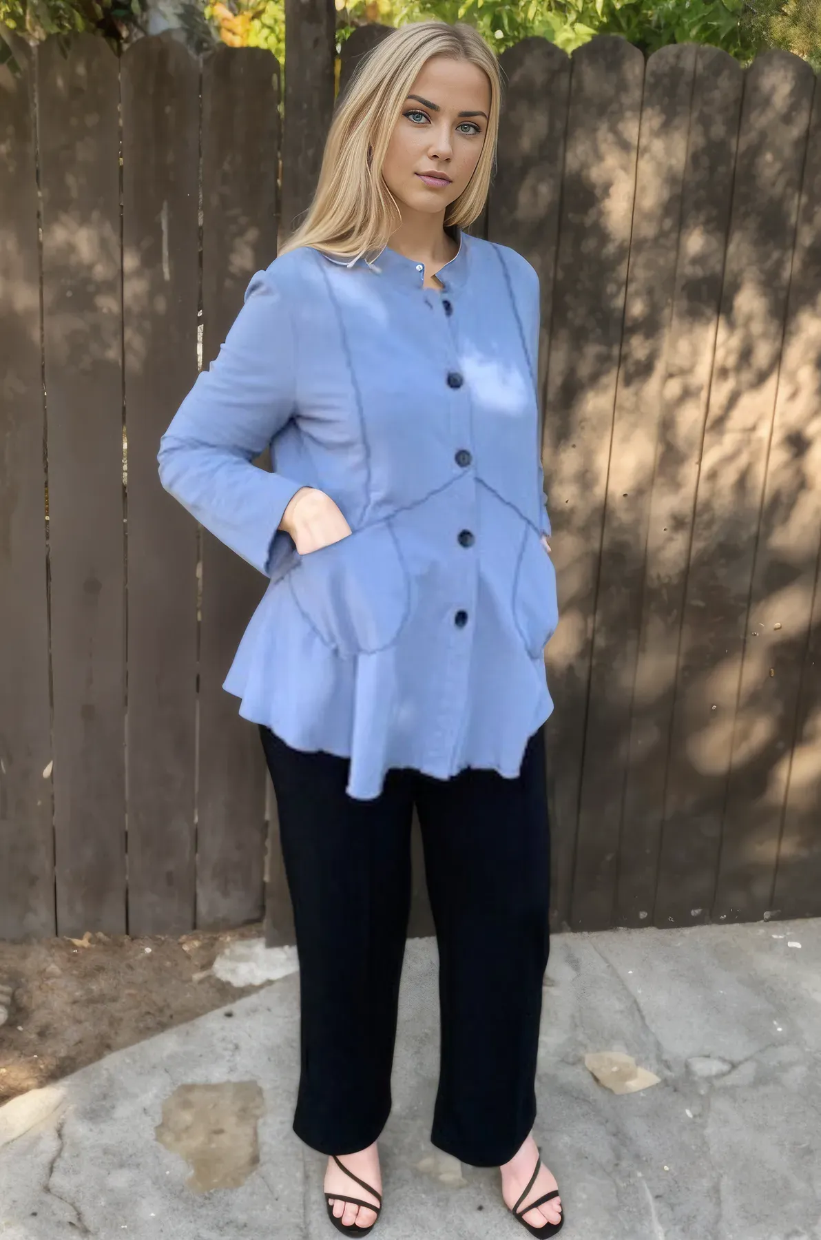 Focus French Terry Jacket-Dusty Blue