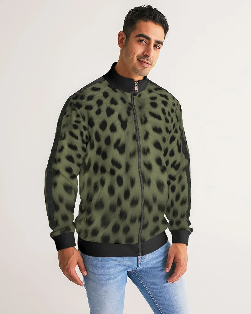 Forest Cheetah Men's Track Jacket with Striped Sleeve