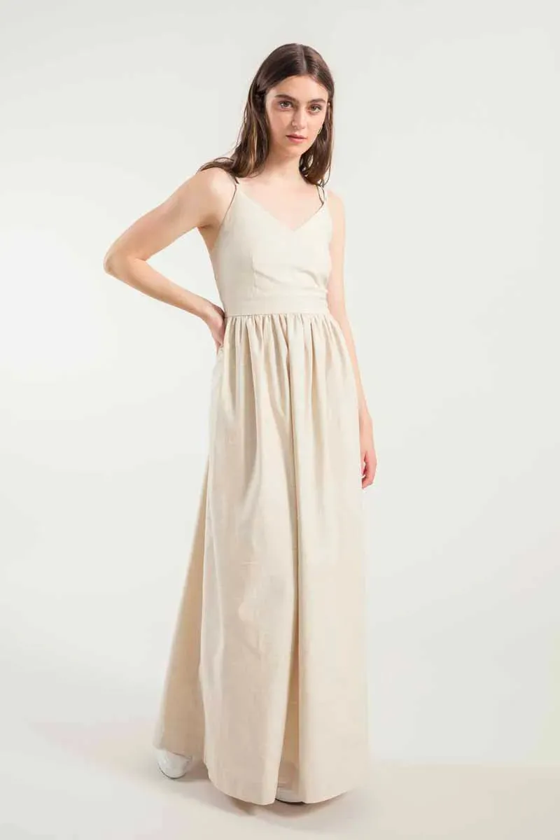 Giada Cotton Maxi Dress Beige