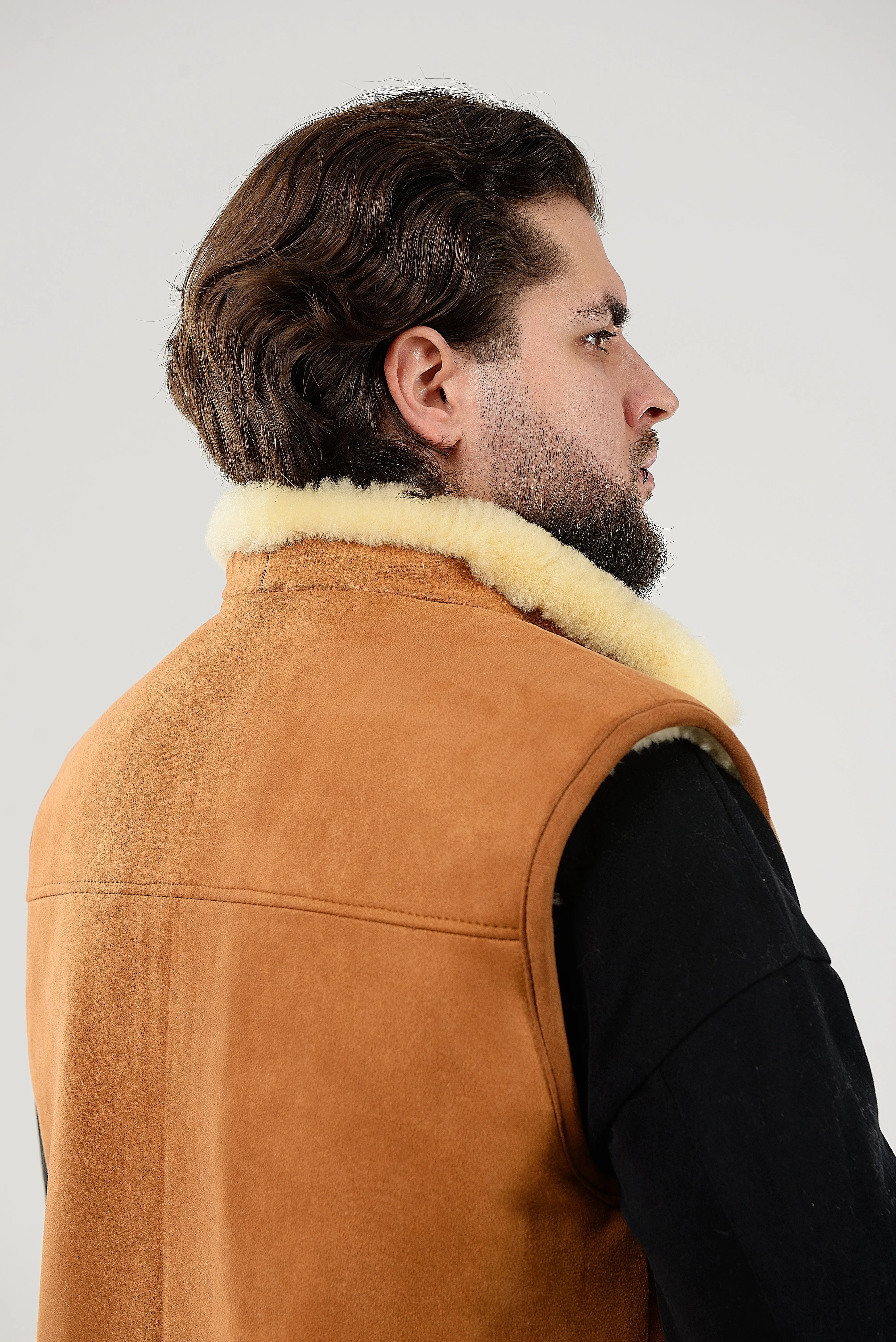 Ginger Sheepskin Vest with Patch Pocket Medical Sheepskin Hypoallergenic