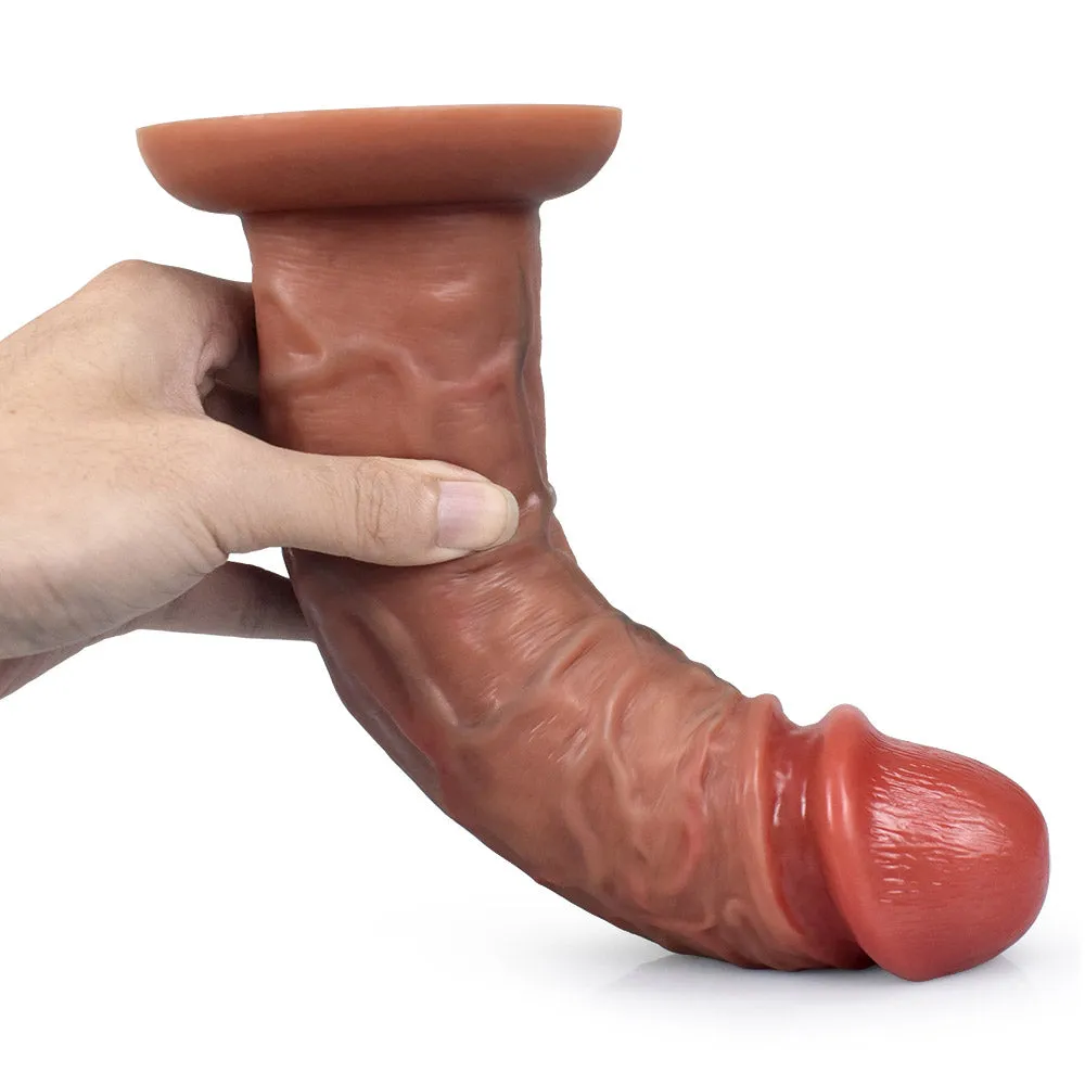 GJ39 Wild Man Large Ultra Realistic Dual Density Liquid Silicone Suction Cup Dildo with Raised Veins 9.8 Inch