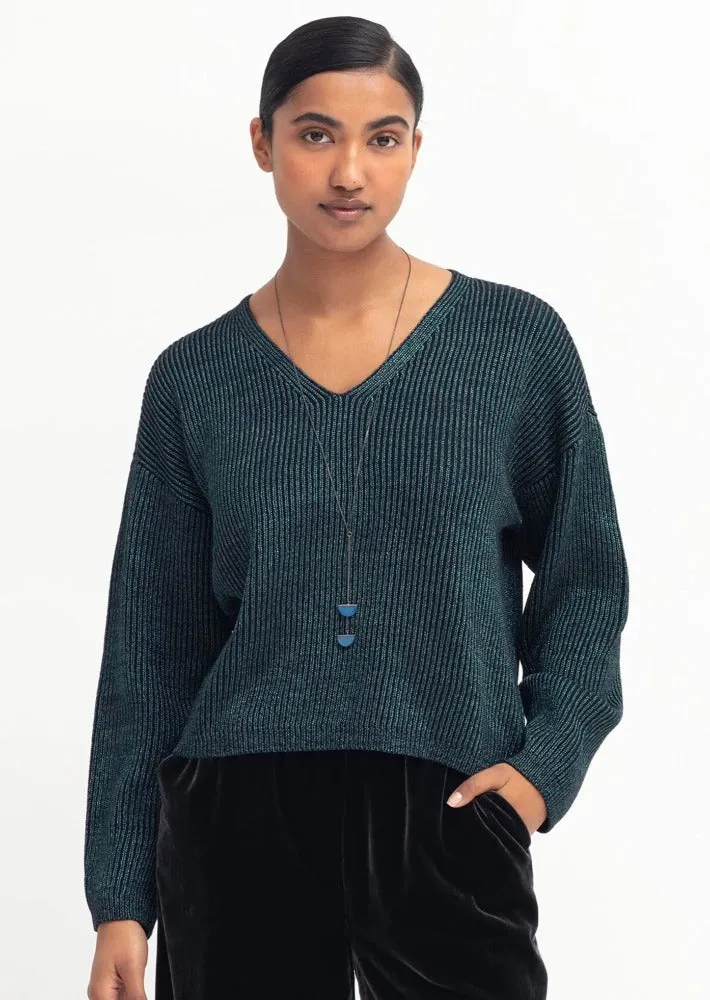 Glittra Sweater Teal Metallic