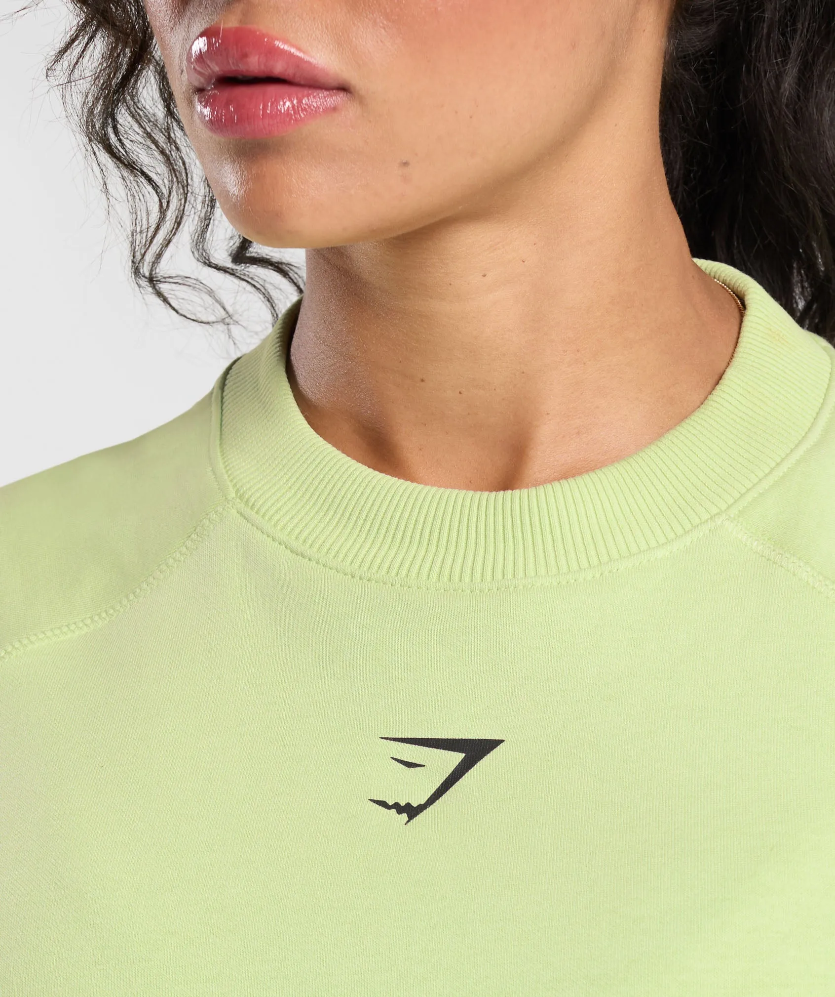 Gymshark Dumbells & Deadlifts Crop Sweater - Pastel Sage Green