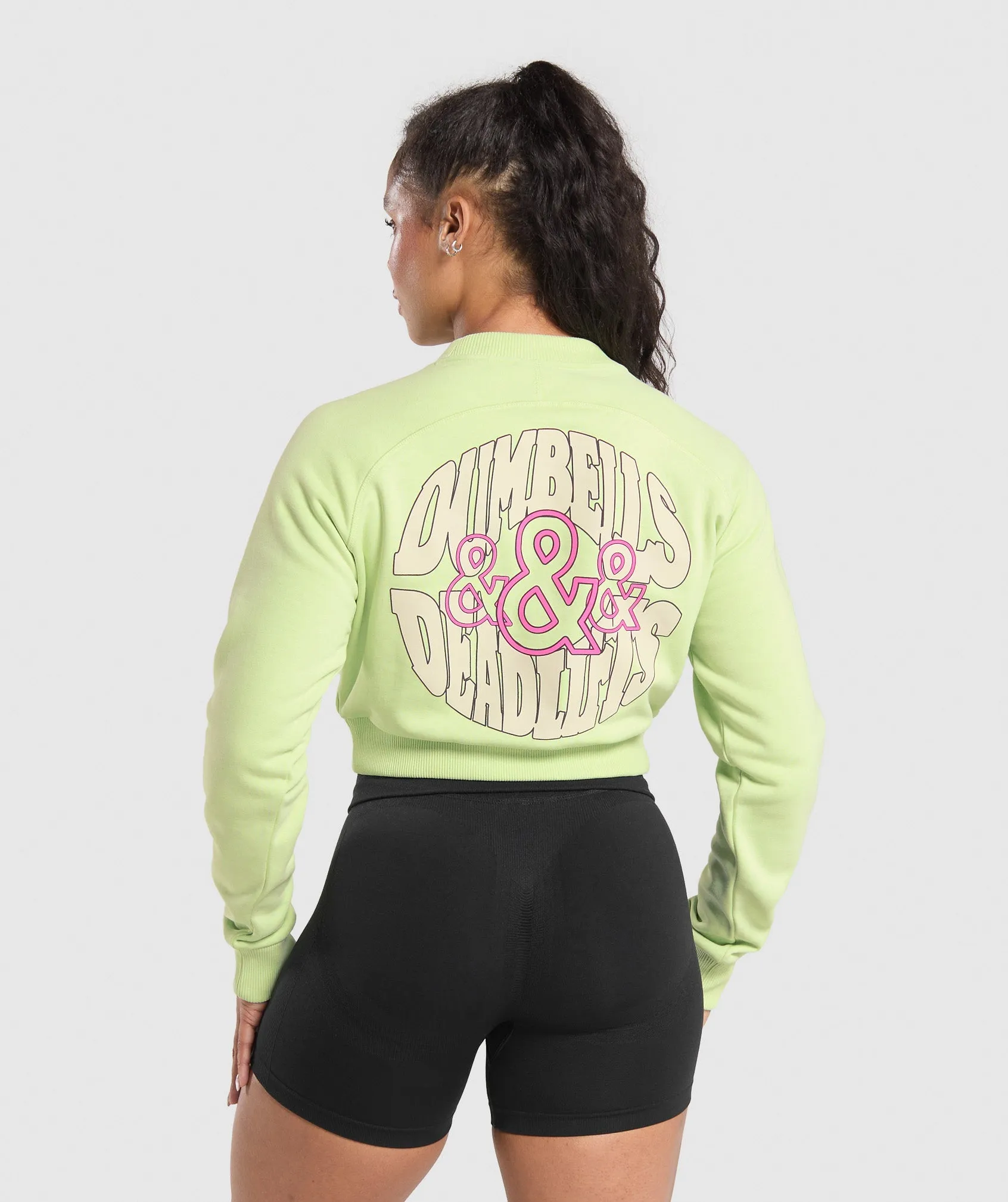 Gymshark Dumbells & Deadlifts Crop Sweater - Pastel Sage Green