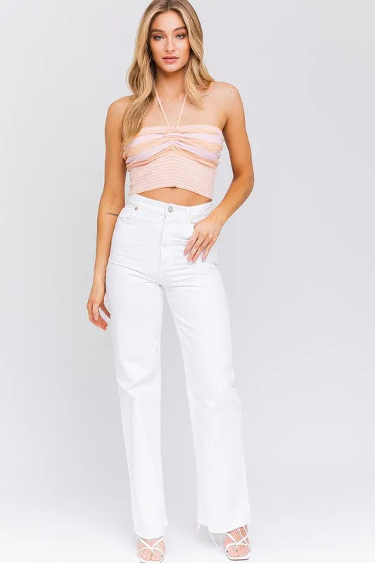 Halter Neck Sweater Crop Top