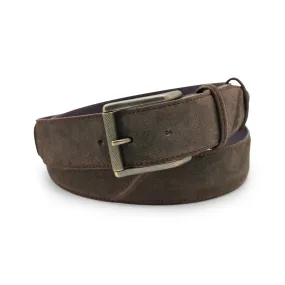 Hancock Dark Choc Suede Contrast Stitch Roller Belt