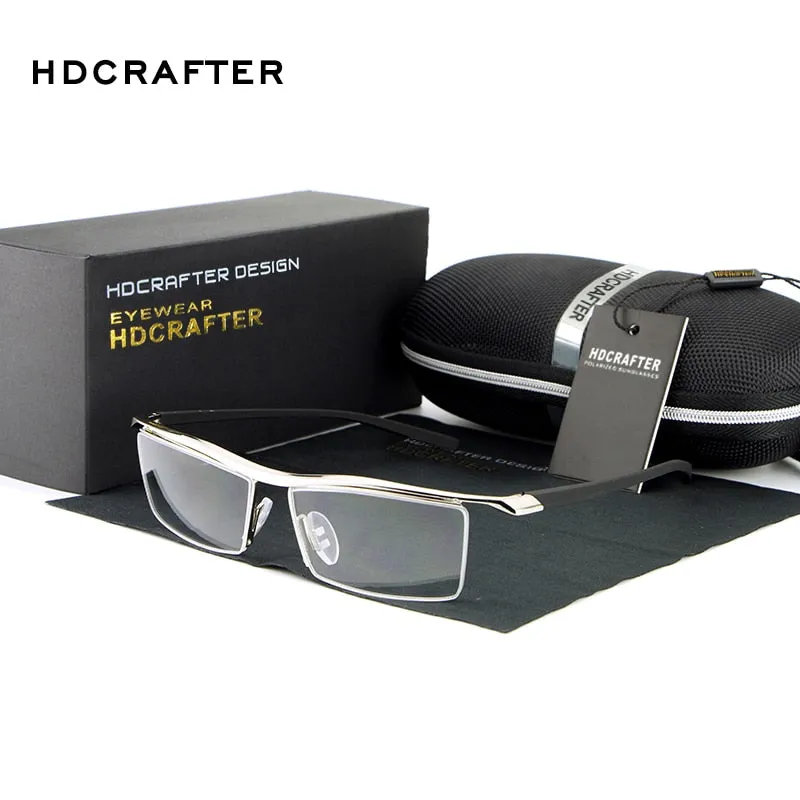 Hdcrafter Men's Eyeglasses Alloy Steel Acetate Semi Rim Square E004