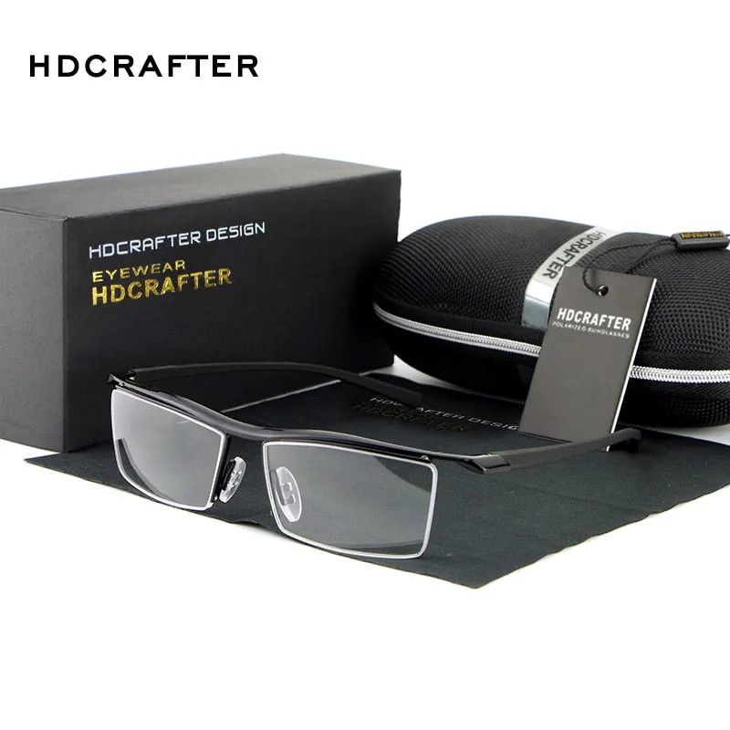 Hdcrafter Men's Eyeglasses Alloy Steel Acetate Semi Rim Square E004