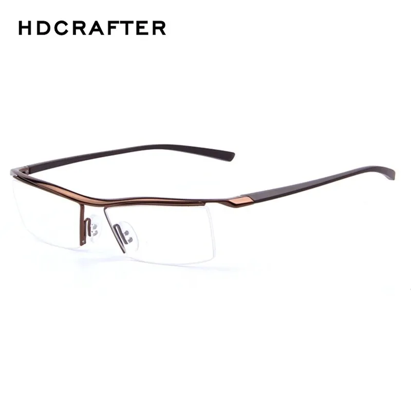 Hdcrafter Men's Eyeglasses Alloy Steel Acetate Semi Rim Square E004