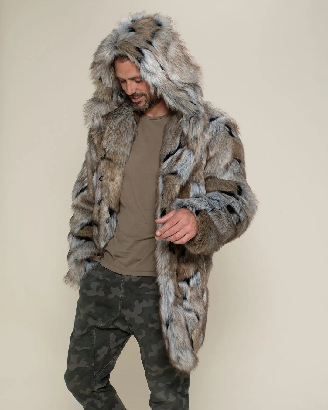 Hooded Men's Faux Fur Coat  | Wolverine