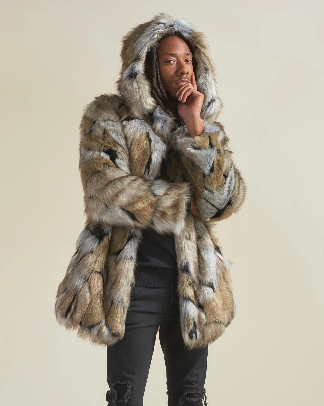 Hooded Men's Faux Fur Coat  | Wolverine