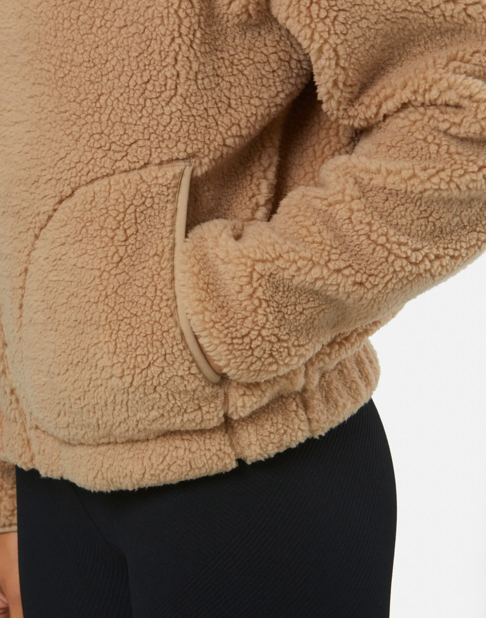 Industry High Collar Fleece Jacket in Sandstone