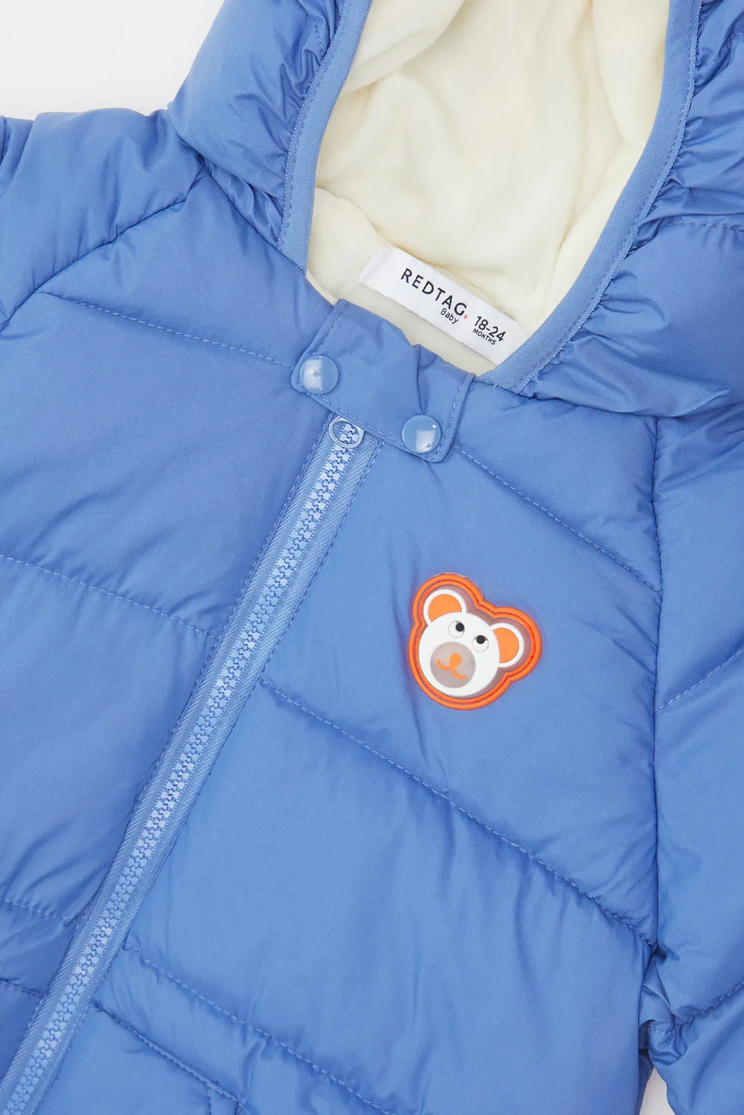 Infant Boys Blue Sherpa Lined Hooded Jacket